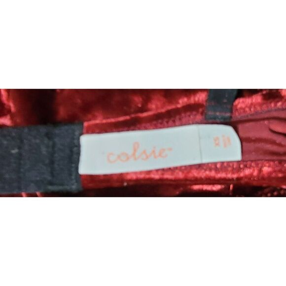 Colsie Dark Red Burgundy Crushed Velvet Holiday Bralette Pinup Bra - Size XS - Picture 7 of 9